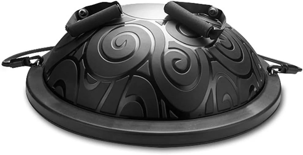 توپ تعادلی نیمه، توپ یوگا بادی ضد لغزش برای باشگاه خانگی، تمرینات تقویت هسته بدن، توپ نیمه ورزشی با کش های مقاومتی