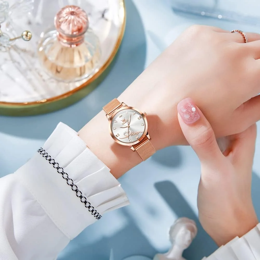 ساعت مچی طلایی زنانه MAKINGTEC، اتوماتیک مکانیکی کوکی، قاب استیل ضد زنگ شب تاب ضد آب لوکس ساعت مچی طلایی زنانه MAKINGTEC، اتوماتیک مکانیکی کوکی، قاب استیل ضد زنگ شب تاب ضد آب لوکس