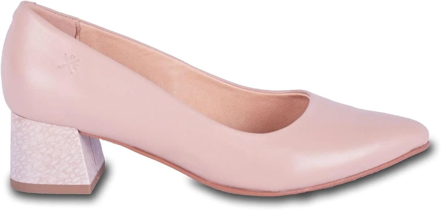 کفش پاشنه بلند زنانه کوزینا، چرم طبیعی ظریف، رنگ خنثی، کفی نرم و پاشنه 5 سانتی متری