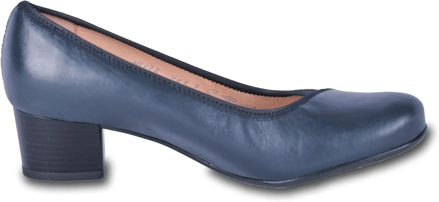 کفش پاشنه بلند زنانه چرم طبیعی مدل NENA - سرمه ای تیره، دارای کفی نرم و پاشنه 4.5 سانتی متری