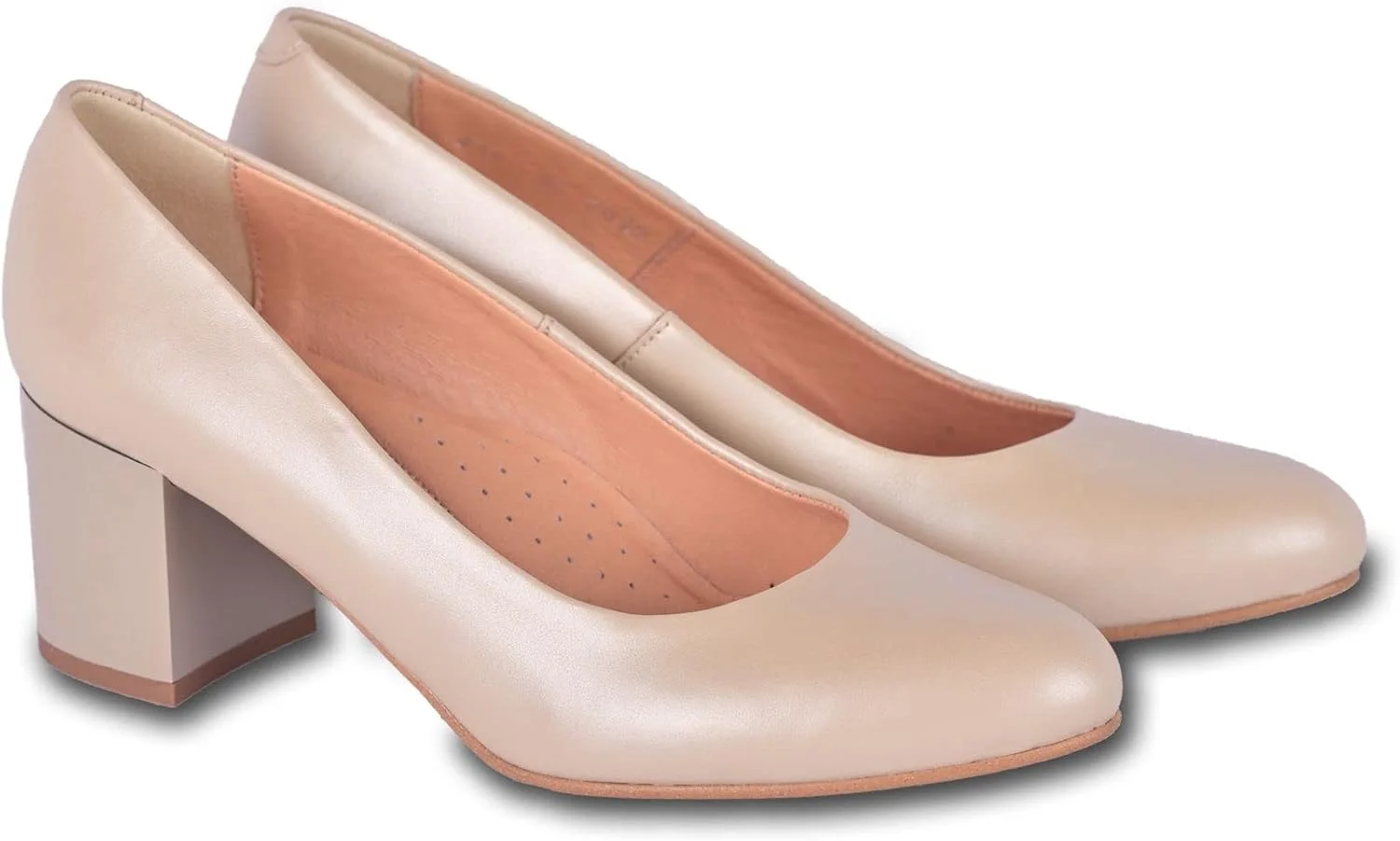 کفش پاشنه بلند زنانه آرچی - پمپ های کرم رنگ چرم طبیعی ظریف با پشتیبانی از قوس پا و پاشنه 6 سانتی متری