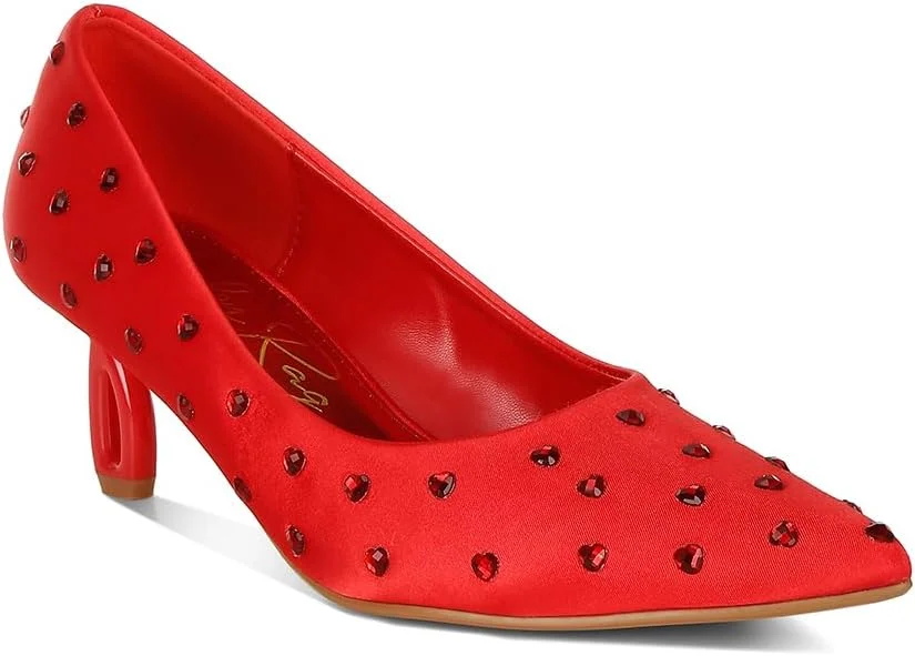 کفش پاشنه بلند زنانه لندن رگ، طرح قلب نگین دار، سایز 38، قرمز کفش پاشنه بلند زنانه لندن رگ، طرح قلب نگین دار، سایز 38، قرمز