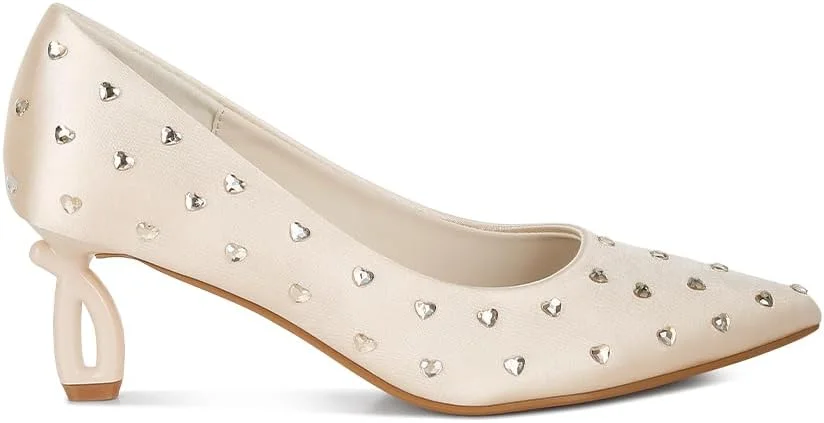 کفش پاشنه بلند زنانه لندن رگ مدل قلب نگین دار نایلونی