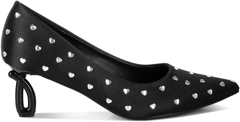 کفش پاشنه بلند زنانه لاندن رگ نایلونی طرح قلب با نگین، سایز 39، مشکی کفش پاشنه بلند زنانه لاندن رگ نایلونی طرح قلب با نگین، سایز 39، مشکی