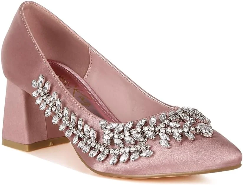 کفش پاشنه بلند زنانه لاندن رگ مدل ساتن پلی استر با تزیین الماس، سایز 39، گلبهی کفش پاشنه بلند زنانه لاندن رگ مدل ساتن پلی استر با تزیین الماس، سایز 39، گلبهی