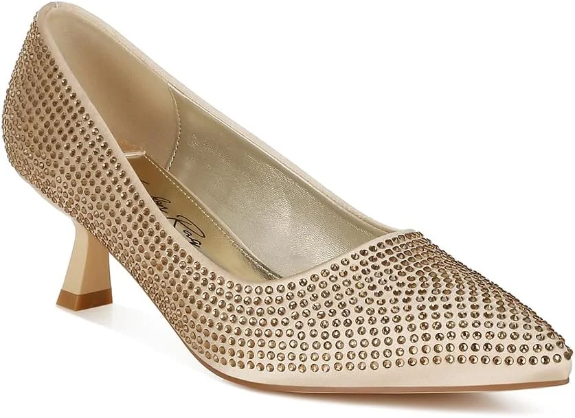 کفش پاشنه کوتاه زنانه لاندن رگ با تزیینات سنگ‌دوزی پلی‌استر