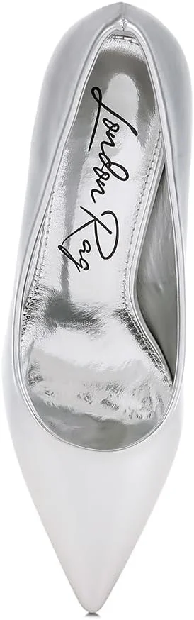 کفش پاشنه بلند زنانه لاندن رگ چرم مصنوعی متالیک فانتزی نقره ای، سایز 39 اروپا