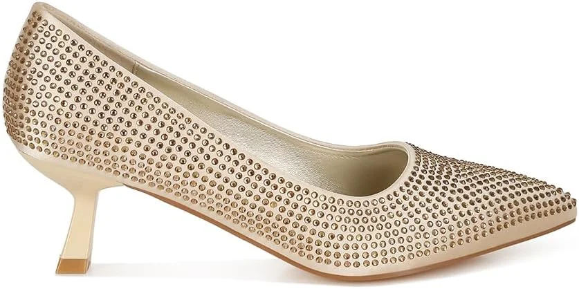 کفش پاشنه کوتاه زنانه لاندن رگ با تزیینات سنگ‌دوزی پلی‌استر