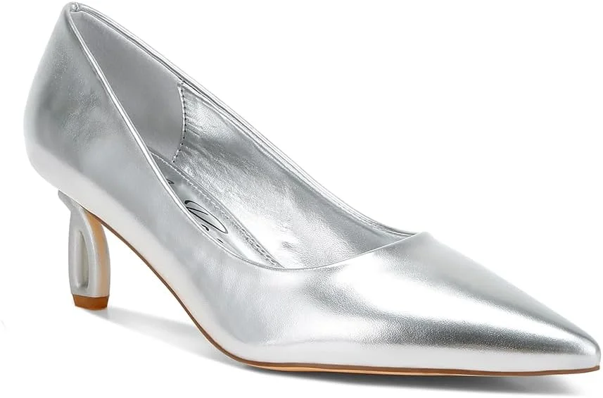 کفش پاشنه بلند فانتزی متالیک زنانه لاندن رگ، نقره ای، سایز 38 اروپا