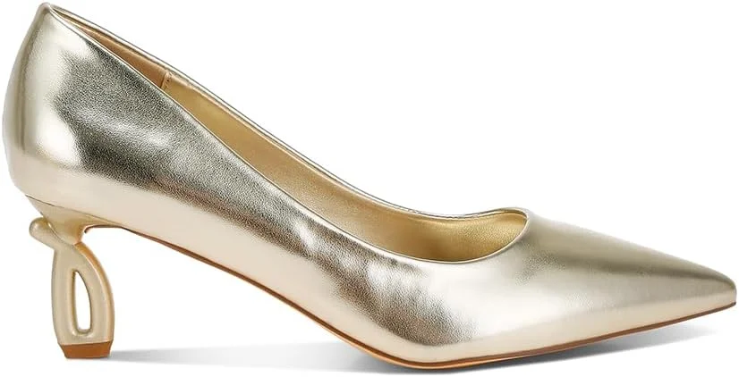 کفش پاشنه بلند زنانه لاندن رگ، چرم مصنوعی، طرح متالیک، سایز 39، طلایی