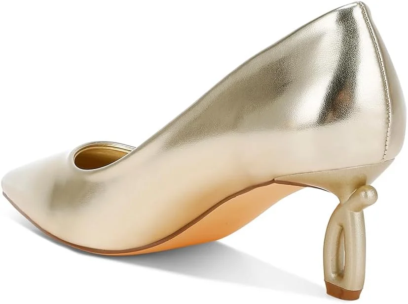 کفش پاشنه بلند زنانه لاندن رگ، چرم مصنوعی، طرح متالیک، سایز 39، طلایی