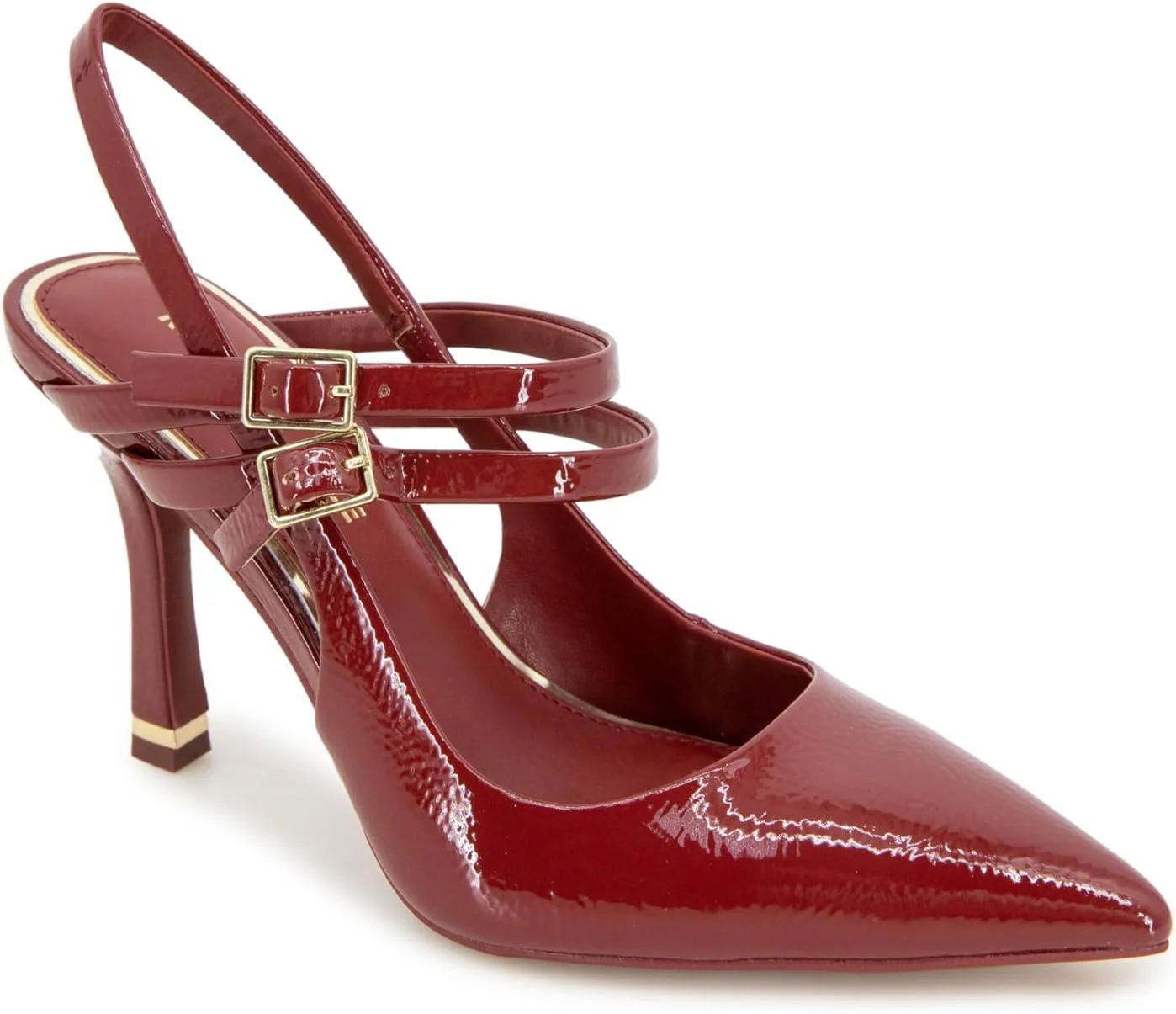 کفش پاشنه بلند زنانه مدل راکل از کنت کول نیویورک. کفش نوک تیز تک لایه با بند پشتی و سگک دوبل.