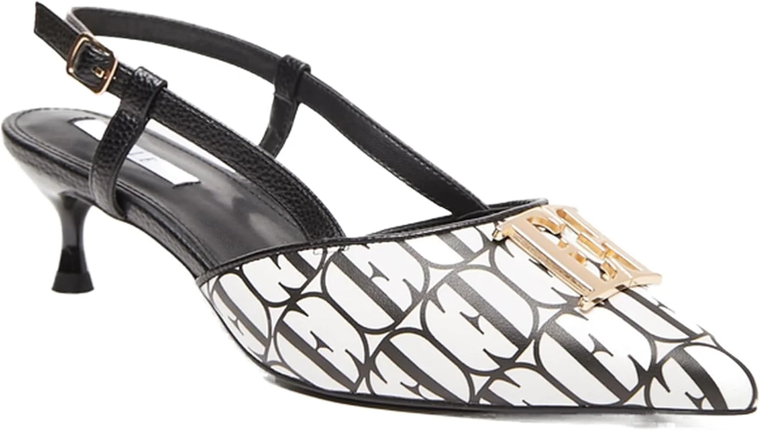 کفش پاشنه بلند زنانه Elle - 166336159 - طرح مونوگرام Elle با سگک و پاشنه بچه گربه ای، سایز 36EU-3.5UK، مشکی