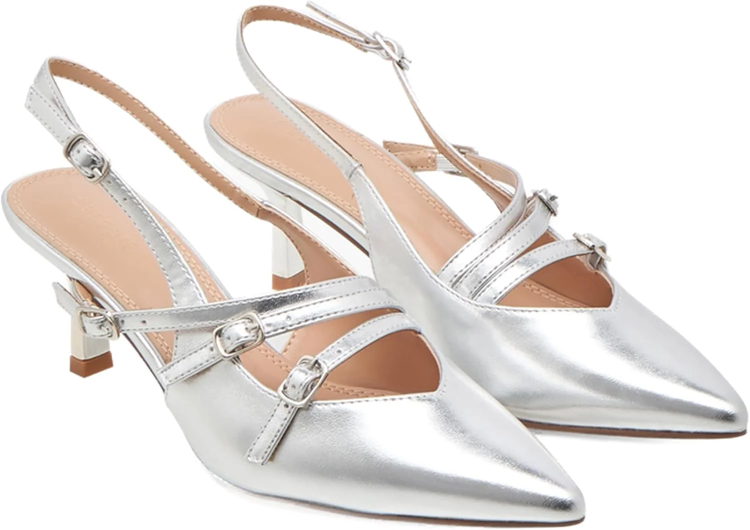 کفش های نوک تیز زنانه سلست با پاشنه های بچه گربه ای و بستن سگک سوزنی - Onexr25Ss01580