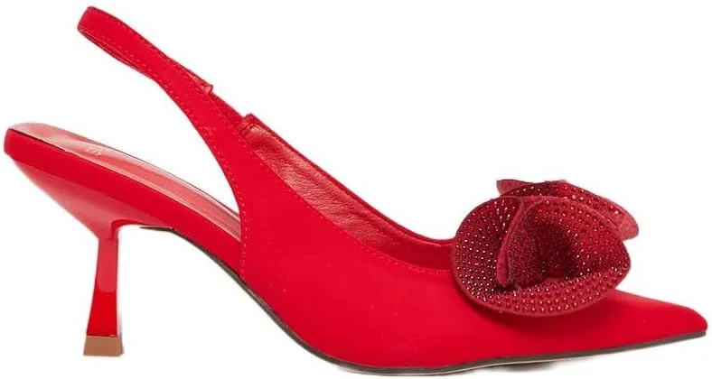 کفش پاشنه بلند زنانه استایلی مدل 7011574530 نوک تیز تزیین شده قرمز، سایز 40 EU