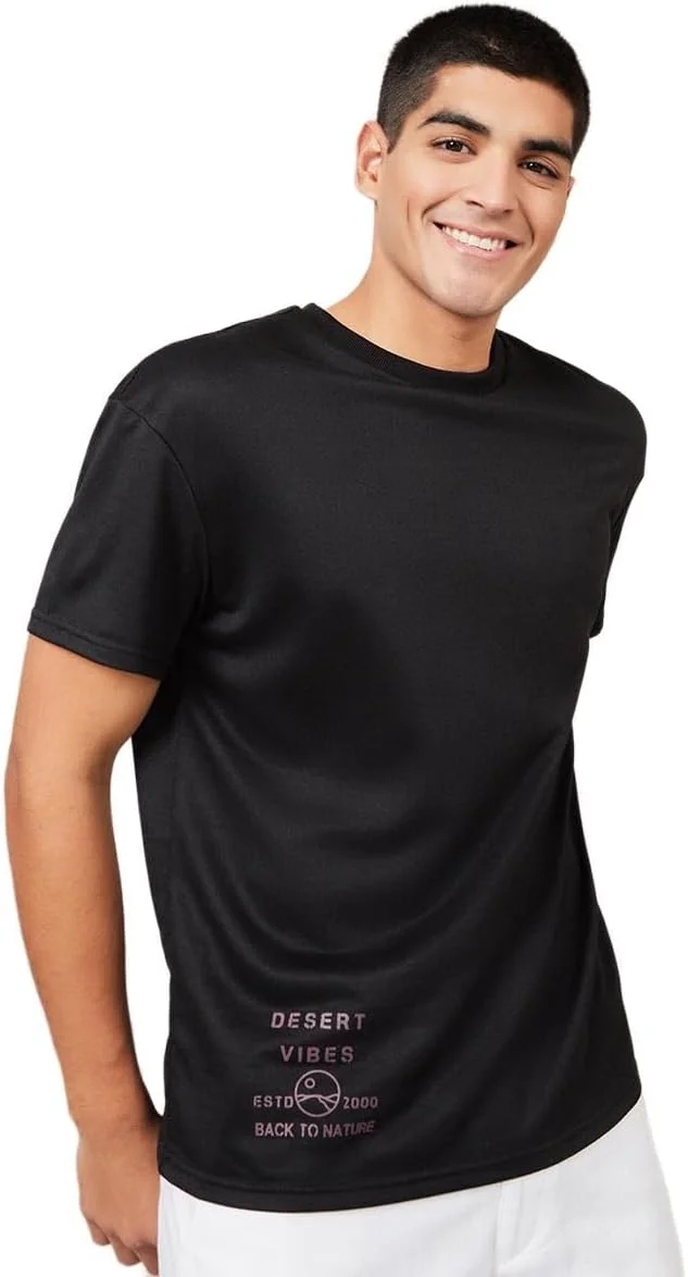 تی شرت مردانه استایلی، طرح اسید شور و گشاد با جزئیات گلدوزی گل رز