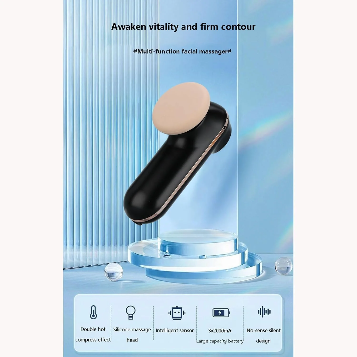 دستگاه زیبایی پوست، ماساژور صورت با ویبره، پاکسازی عمیق، ضد چروک، سفت کننده و لیفتینگ پوست، دستگاه زیبایی ضد پیری با 3 سطح قدرت