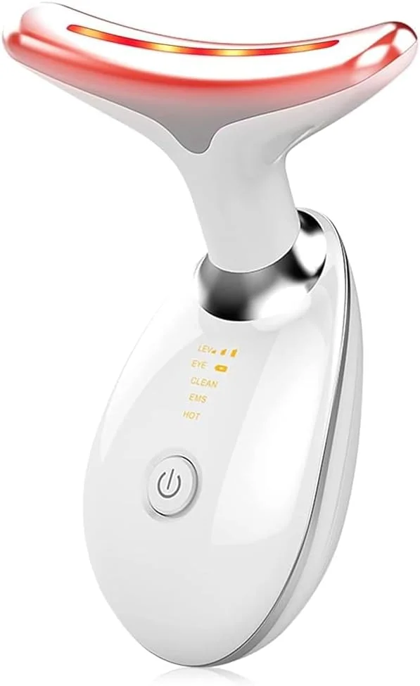 ماساژور صورت و گردن LED هفت کاره - دستگاه سفت کننده پوست - افزایش کلاژن، پاکسازی، کمپرس گرم و سرد، نور درمانی برای کاهش چین و چروک و افتادگی پوست، ضد پیری و کاهش غبغب
