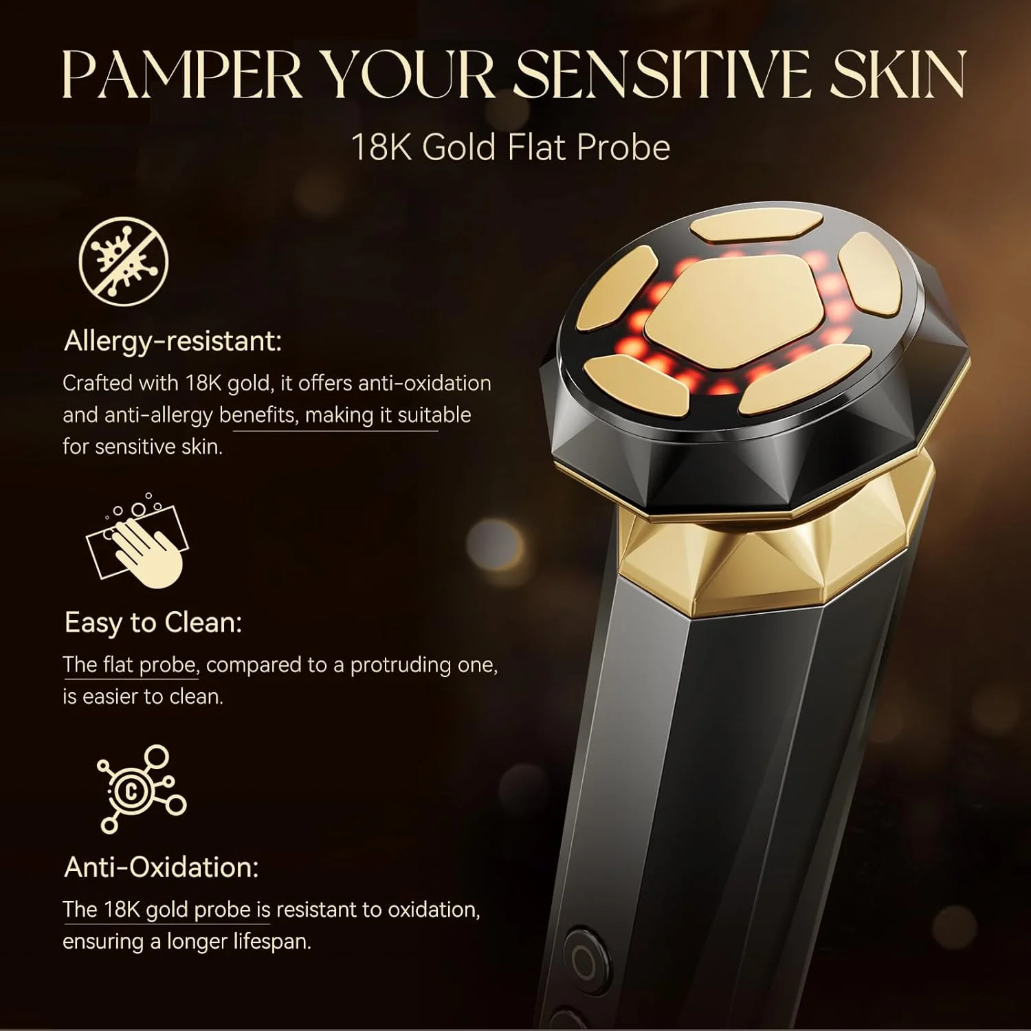 دستگاه سفت کننده پوست با فرکانس رادیویی ANLAN، دستگاه لیفت صورت EMS با روکش طلای 18 عیار، ماساژور برقی صورت 5 در 1 RF، ماساژور صورت با نور قرمز میکروکارنت برای ضد پیری و رفع چین و چروک، مشکی طلایی دستگاه سفت کننده پوست با فرکانس رادیویی ANLAN، دستگاه لیفت صورت EMS با روکش طلای 18 عیار، ماساژور برقی صورت 5 در 1 RF، ماساژور صورت با نور قرمز میکروکارنت برای ضد پیری و رفع چین و چروک، مشکی طلایی