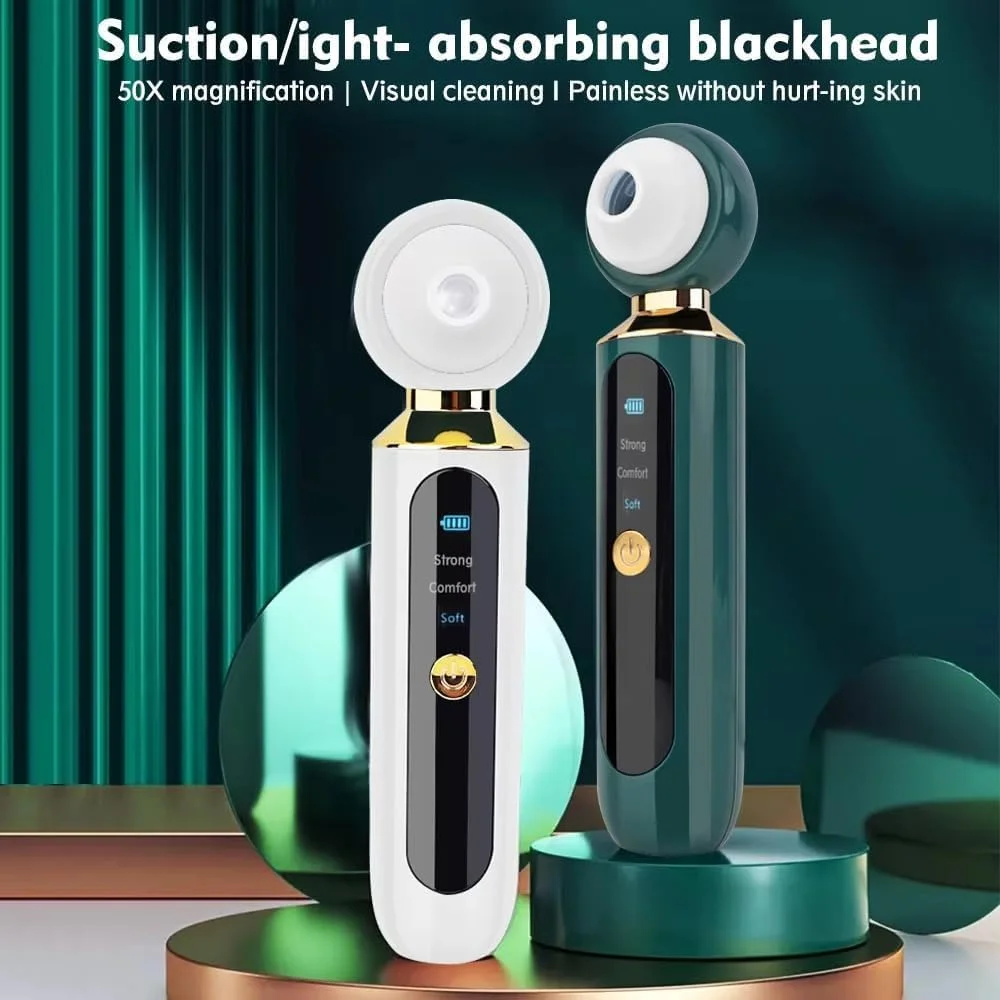 دستگاه پاک کننده دیجیتال صورت با مکش برای حذف جوش های سرسیاه - پاک کننده منافذ پوست صورت و بینی با قابلیت شارژ USB - دستگاه چند منظوره مراقبت از پوست (سفید و سبز) دستگاه پاک کننده دیجیتال صورت با مکش برای حذف جوش های سرسیاه - پاک کننده منافذ پوست صورت و بینی با قابلیت شارژ USB - دستگاه چند منظوره مراقبت از پوست (سفید و سبز)