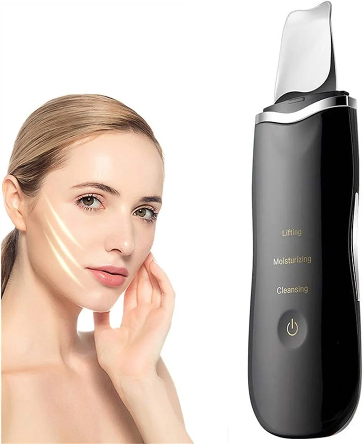 دستگاه اسکرابر پوست اولتراسونیک عربست، قابل حمل برای پاکسازی جوش های سرسیاه، لایه برداری و رفع چین و چروک، پاک کننده، ماساژور ضد آب، دستگاه زیبایی صورت، قابل شارژ USB برای زنان و مردان (مشکی)