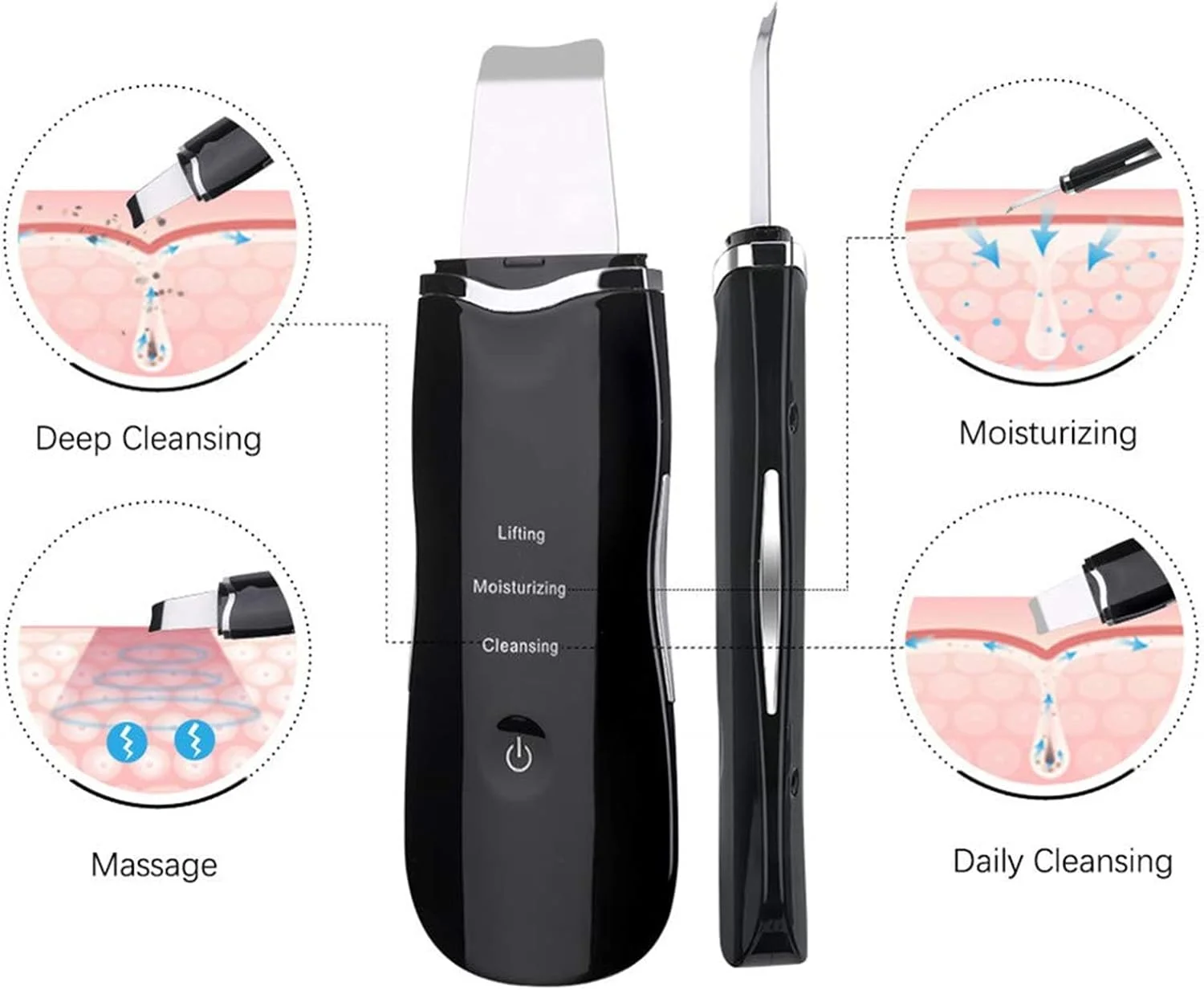 دستگاه اسکرابر پوست اولتراسونیک عربست، قابل حمل برای پاکسازی جوش های سرسیاه، لایه برداری و رفع چین و چروک، پاک کننده، ماساژور ضد آب، دستگاه زیبایی صورت، قابل شارژ USB برای زنان و مردان (مشکی) دستگاه اسکرابر پوست اولتراسونیک عربست، قابل حمل برای پاکسازی جوش های سرسیاه، لایه برداری و رفع چین و چروک، پاک کننده، ماساژور ضد آب، دستگاه زیبایی صورت، قابل شارژ USB برای زنان و مردان (مشکی)