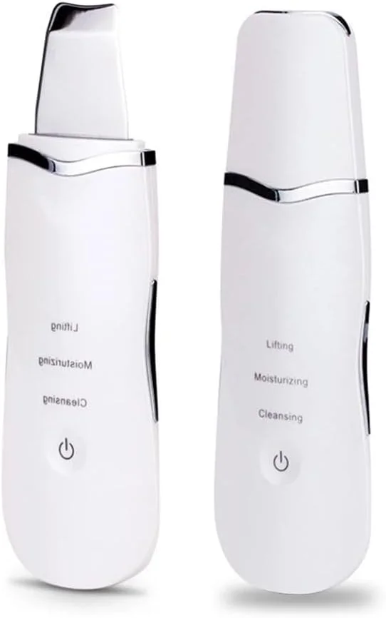 اسکرابر التراسونیک پوست صورت - پاک کننده جوش سرسیاه قابل شارژ، لایه بردار صورت، پاک کننده عمیق منافذ قابل حمل، ابزار لیفت و پاکسازی پوست - سفید