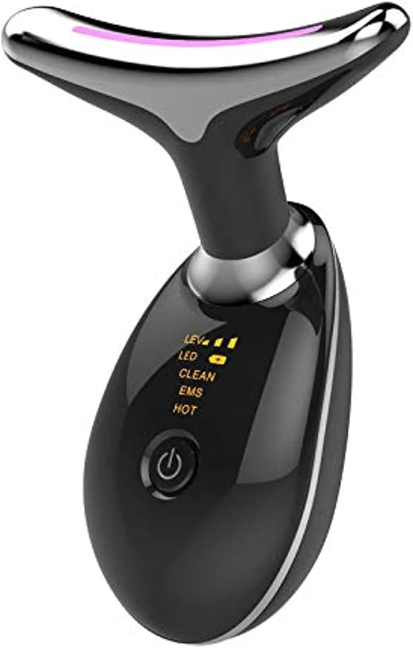 دستگاه ماساژور صورت و گردن، دستگاه زیبایی، جوانسازی پوست، ضد پیری، قابل شارژ، 3 حالت، مشکی