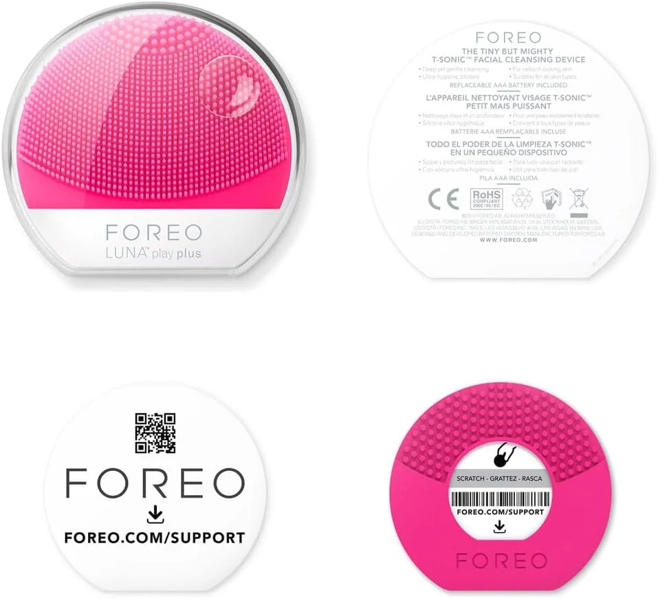 FOREO LUNA Play Plus، برس پاک کننده صورت قابل حمل، سرخابی، دستگاه مراقبت از پوست ضد آب F3445 FOREO LUNA Play Plus، برس پاک کننده صورت قابل حمل، سرخابی، دستگاه مراقبت از پوست ضد آب F3445