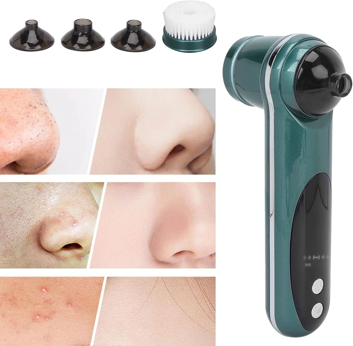 دستگاه پاک کننده جوش سر سیاه، برس ماساژ صورت، دستگاه پاک کننده الکتریکی چند منظوره صورت برای مراقبت از پوست صورت و بینی آقایان و بانوان (سبز) دستگاه پاک کننده جوش سر سیاه، برس ماساژ صورت، دستگاه پاک کننده الکتریکی چند منظوره صورت برای مراقبت از پوست صورت و بینی آقایان و بانوان (سبز)