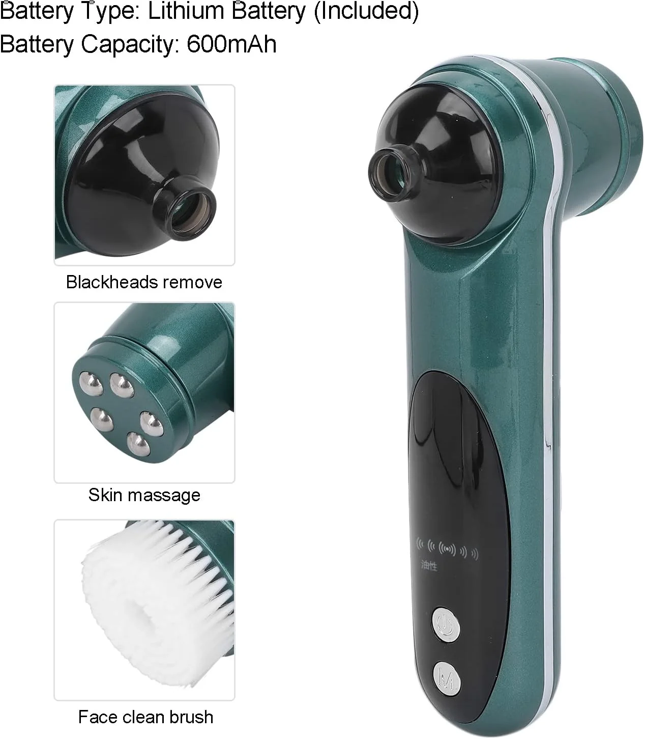 دستگاه پاک کننده جوش سر سیاه، برس ماساژ صورت، دستگاه پاک کننده الکتریکی چند منظوره صورت برای مراقبت از پوست صورت و بینی آقایان و بانوان (سبز) دستگاه پاک کننده جوش سر سیاه، برس ماساژ صورت، دستگاه پاک کننده الکتریکی چند منظوره صورت برای مراقبت از پوست صورت و بینی آقایان و بانوان (سبز)