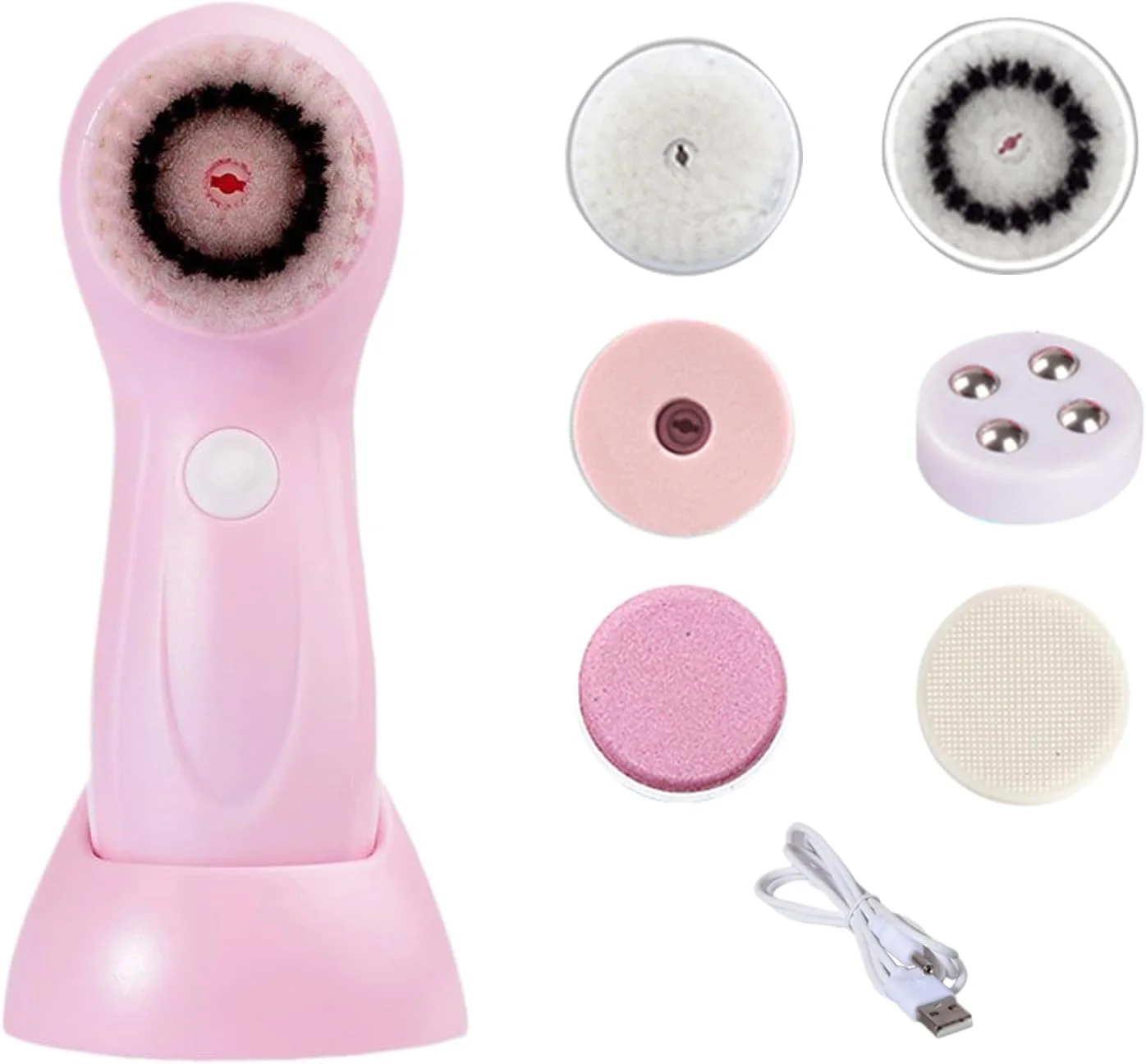 برس پاک کننده صورت | برس شستشوی صورت برقی با 6 سری تعویضی | دستگاه ماساژ پاک کننده پوست قابل شارژ برای پیشانی بدن گونه ها بینی برس پاک کننده صورت | برس شستشوی صورت برقی با 6 سری تعویضی | دستگاه ماساژ پاک کننده پوست قابل شارژ برای پیشانی بدن گونه ها بینی