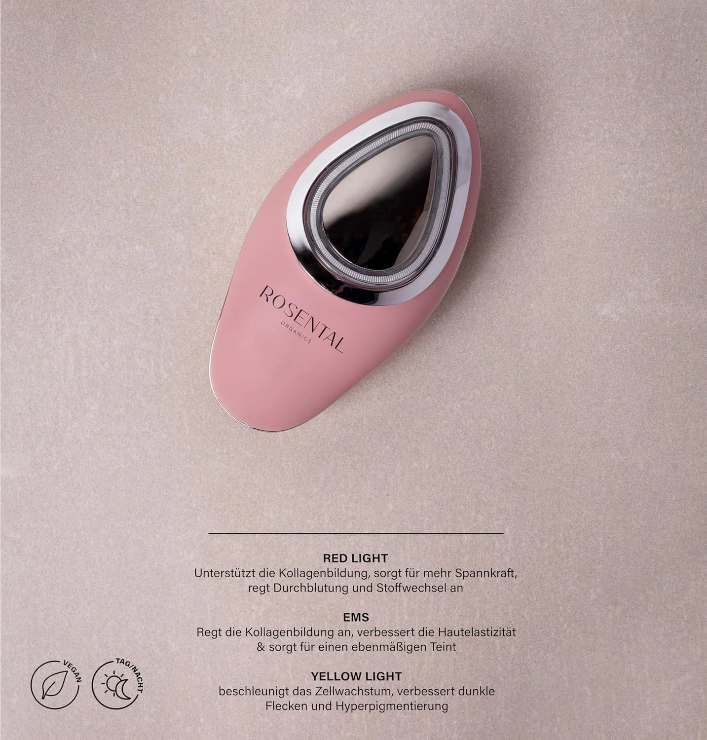 برس پاک کننده چند منظوره EMS Rosental Organics - برس پاک کننده صورت 4 در 1 / دستگاه پاک کننده صورت با ویبره، گرما، فناوری یون - برای پاکسازی عمیق - برای انواع پوست