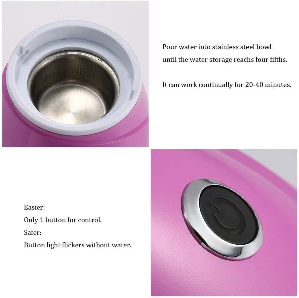 دستگاه بخور صورت مدل BY-1078 – ظرفیت 60 میلی لیتر، جنس ABS، دستگاه بخور مرطوب کننده و پاک کننده برای مراقبت از صورت در خانه – ابزار زیبایی قابل حمل به رنگ صورتی