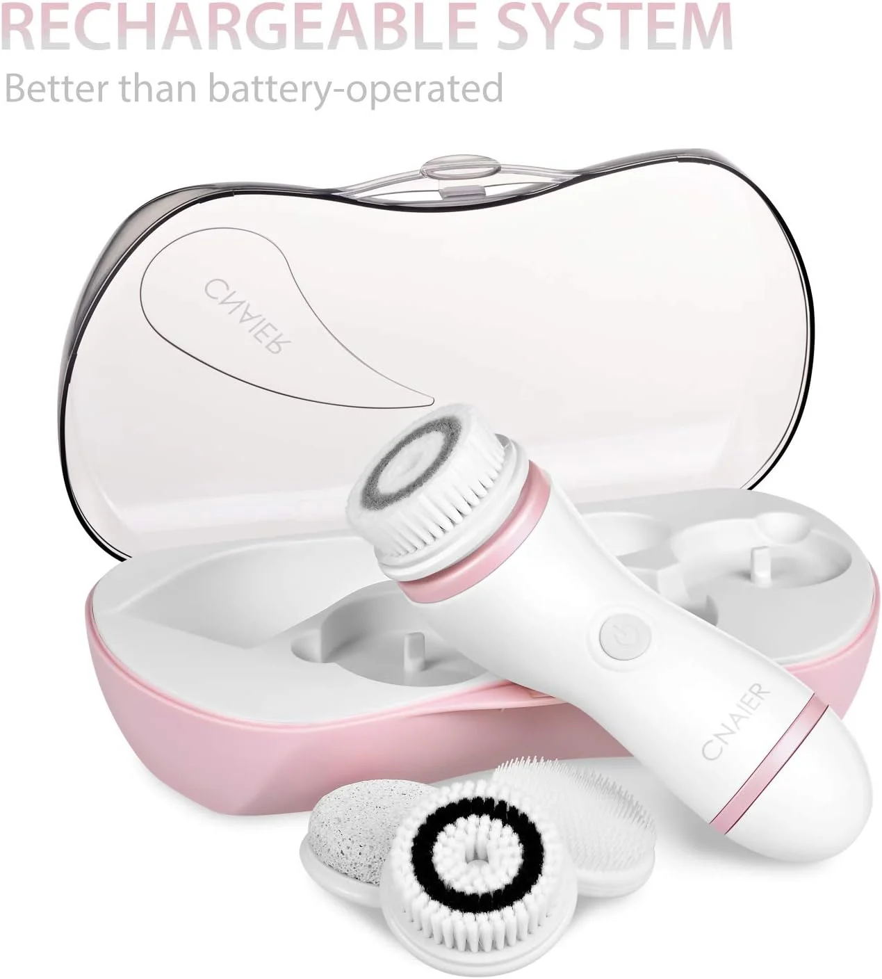 (رژگونه) - ست برس چرخشی پاک کننده صورت قابل شارژ با 4 سر برس لایه بردار - سیستم آبگرم صورت ضد آب - برس های صورت برای پاکسازی و لایه برداری (رژگونه) - ست برس چرخشی پاک کننده صورت قابل شارژ با 4 سر برس لایه بردار - سیستم آبگرم صورت ضد آب - برس های صورت برای پاکسازی و لایه برداری