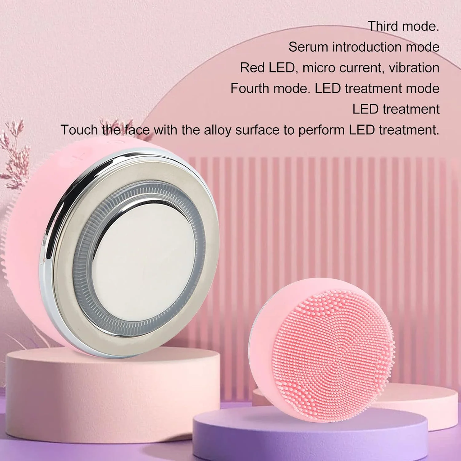 ابزار ماساژ زیبایی، دستگاه پاکسازی صورت چند منظوره ارتعاشی کمپرس گرم دستگاه زیبایی پوست برای لیفتینگ ضد پیری و سفت کردن چین و چروک پوست (صورتی) ابزار ماساژ زیبایی، دستگاه پاکسازی صورت چند منظوره ارتعاشی کمپرس گرم دستگاه زیبایی پوست برای لیفتینگ ضد پیری و سفت کردن چین و چروک پوست (صورتی)