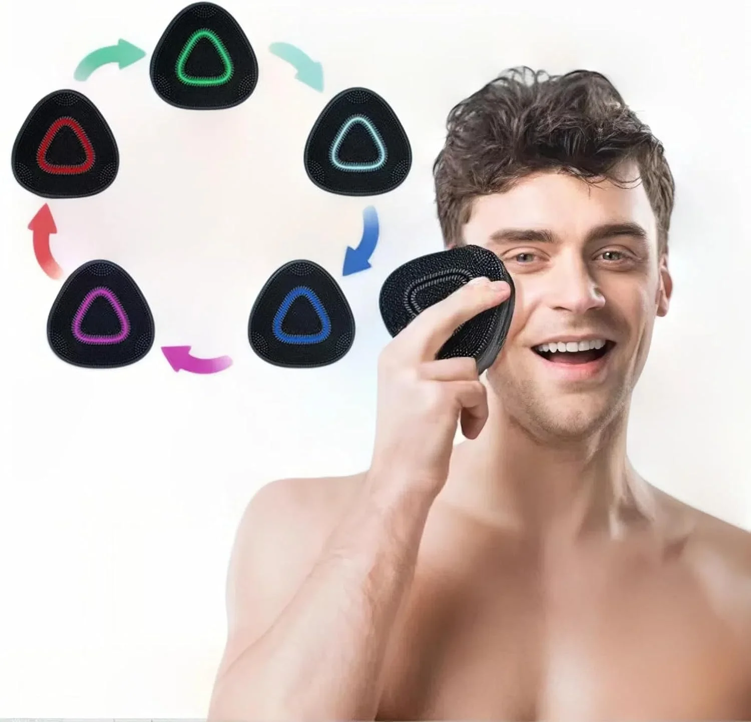 برس پاک کننده صورت NALACAL، برس اسکرابر ویبره صورت، لایه بردار برقی سیلیکونی قابل شارژ و ضد آب، 15 حالت پاکسازی، 5 چراغ عملکرد، پاکسازی عمیق برای لایه برداری و ماساژ