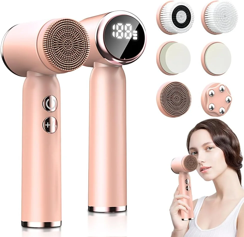 دستگاه پاکسازی صورت ADDLIVE 6 در 1، برس برقی صورت 2 حالته، برس پاک کننده صورت، چرخش 360 درجه، دستگاه پاکسازی صورت برای آقایان و بانوان