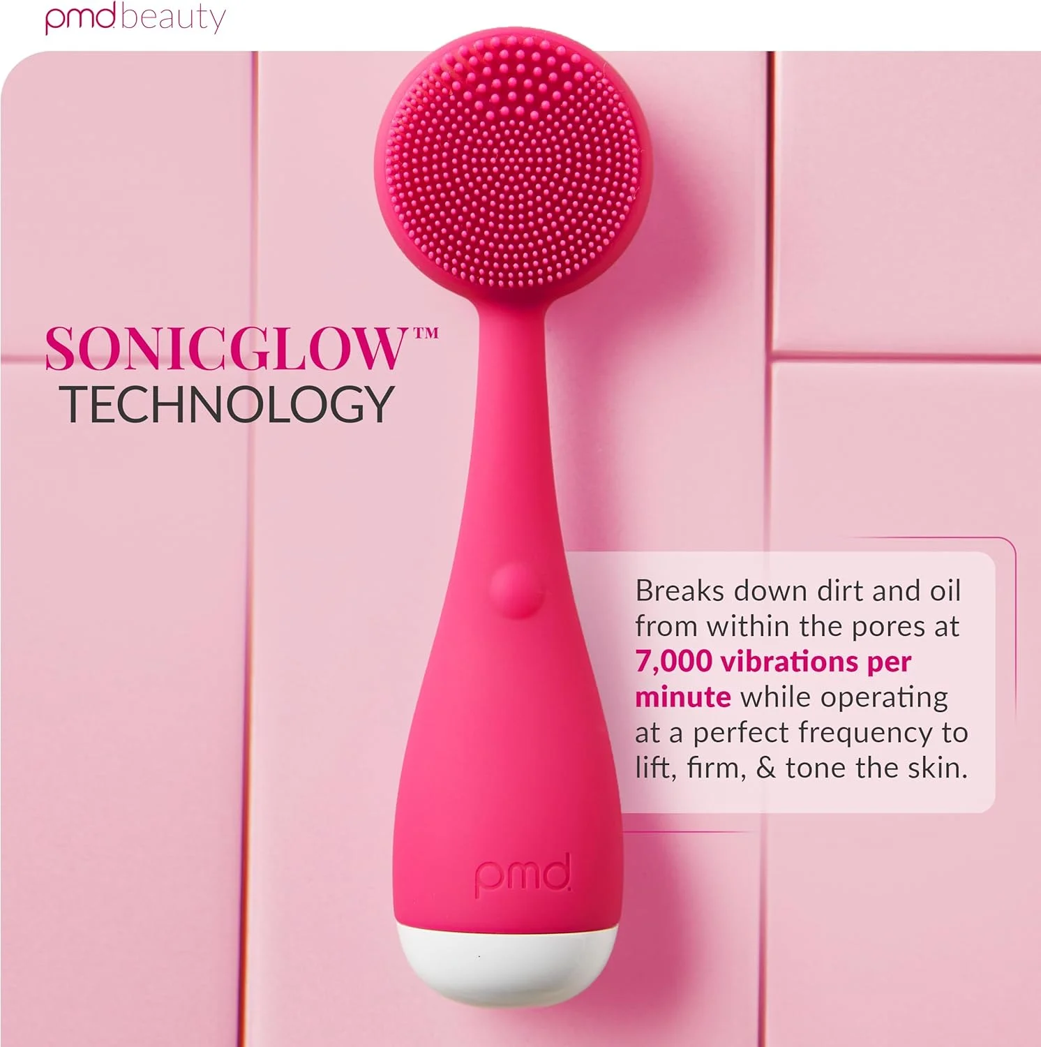 دستگاه پاک کننده صورت هوشمند PMD Beauty Clean Mini با برس سیلیکونی و ماساژور ضد پیری، صورتی دستگاه پاک کننده صورت هوشمند PMD Beauty Clean Mini با برس سیلیکونی و ماساژور ضد پیری، صورتی