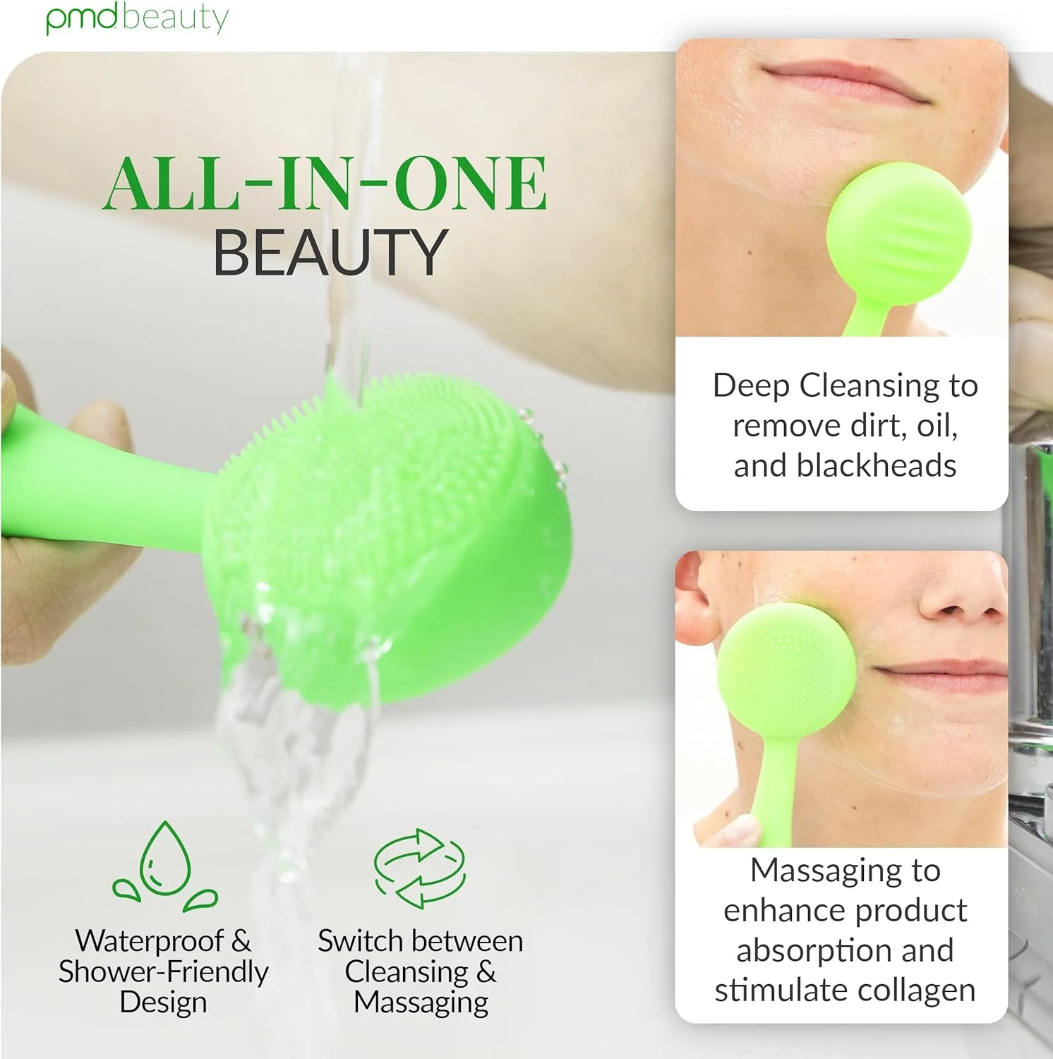 دستگاه پاکسازی هوشمند صورت PMD Clean - دارای برس سیلیکونی و ماساژور ضد پیری - ضد آب - فناوری لرزش SonicGlow - پاک کننده منافذ و جوش های سرسیاه - لیفت، سفت کننده و تقویت کننده پوست دستگاه پاکسازی هوشمند صورت PMD Clean - دارای برس سیلیکونی و ماساژور ضد پیری - ضد آب - فناوری لرزش SonicGlow - پاک کننده منافذ و جوش های سرسیاه - لیفت، سفت کننده و تقویت کننده پوست