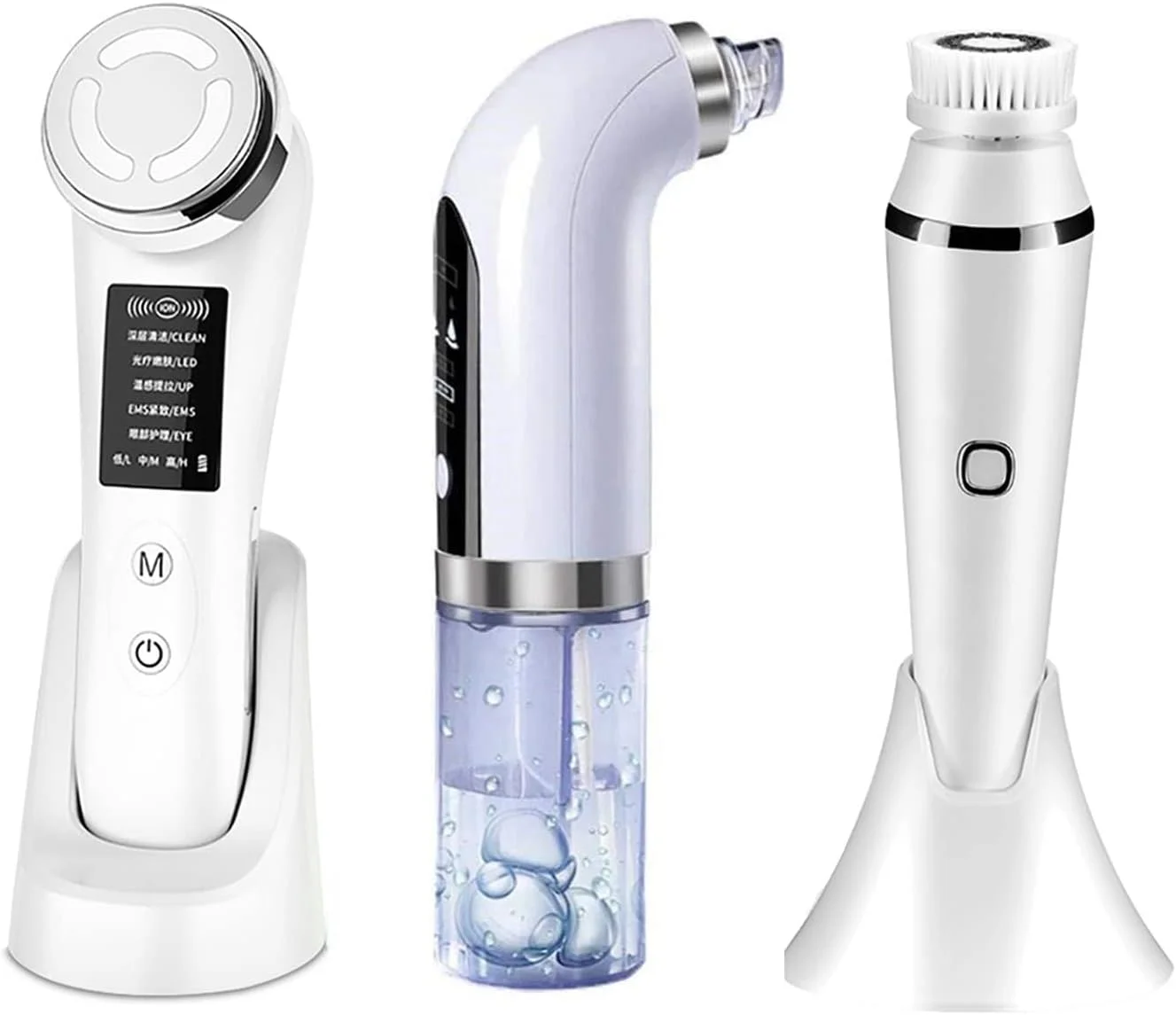 پکیج 3 عددی SHIMI شامل ماساژور صورت EMS میکروکارنت LED فوتون تراپی، برس پاک کننده و شستشوی ضد آب صورت و پاک کننده جوش سر سیاه و مکنده منافذ