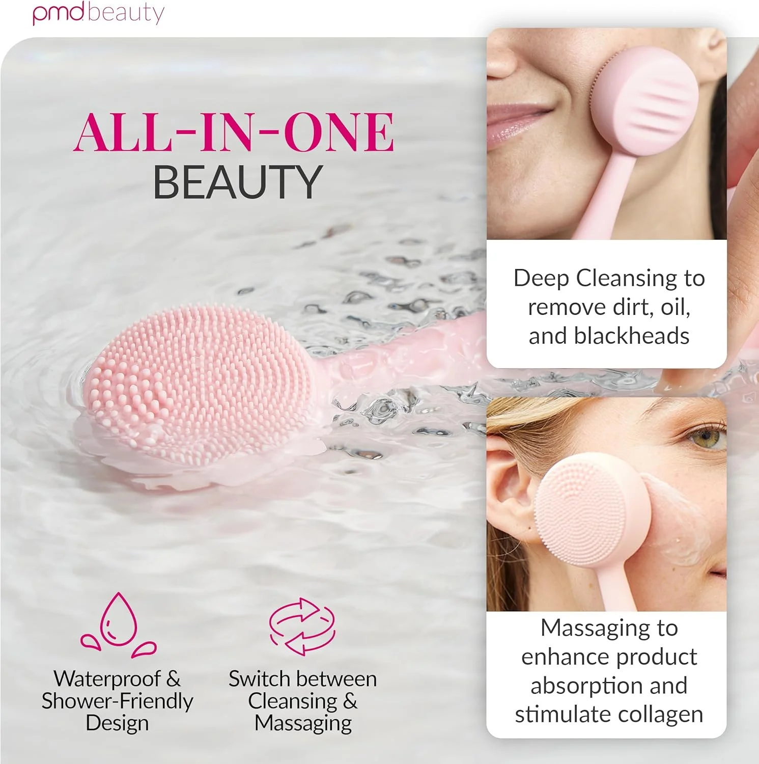 دستگاه پاک کننده صورت PMD Clean - Blush - دستگاه پاکسازی هوشمند صورت - لایه برداری، لیفت، سفت کردن و کانتور صورت دستگاه پاک کننده صورت PMD Clean - Blush - دستگاه پاکسازی هوشمند صورت - لایه برداری، لیفت، سفت کردن و کانتور صورت