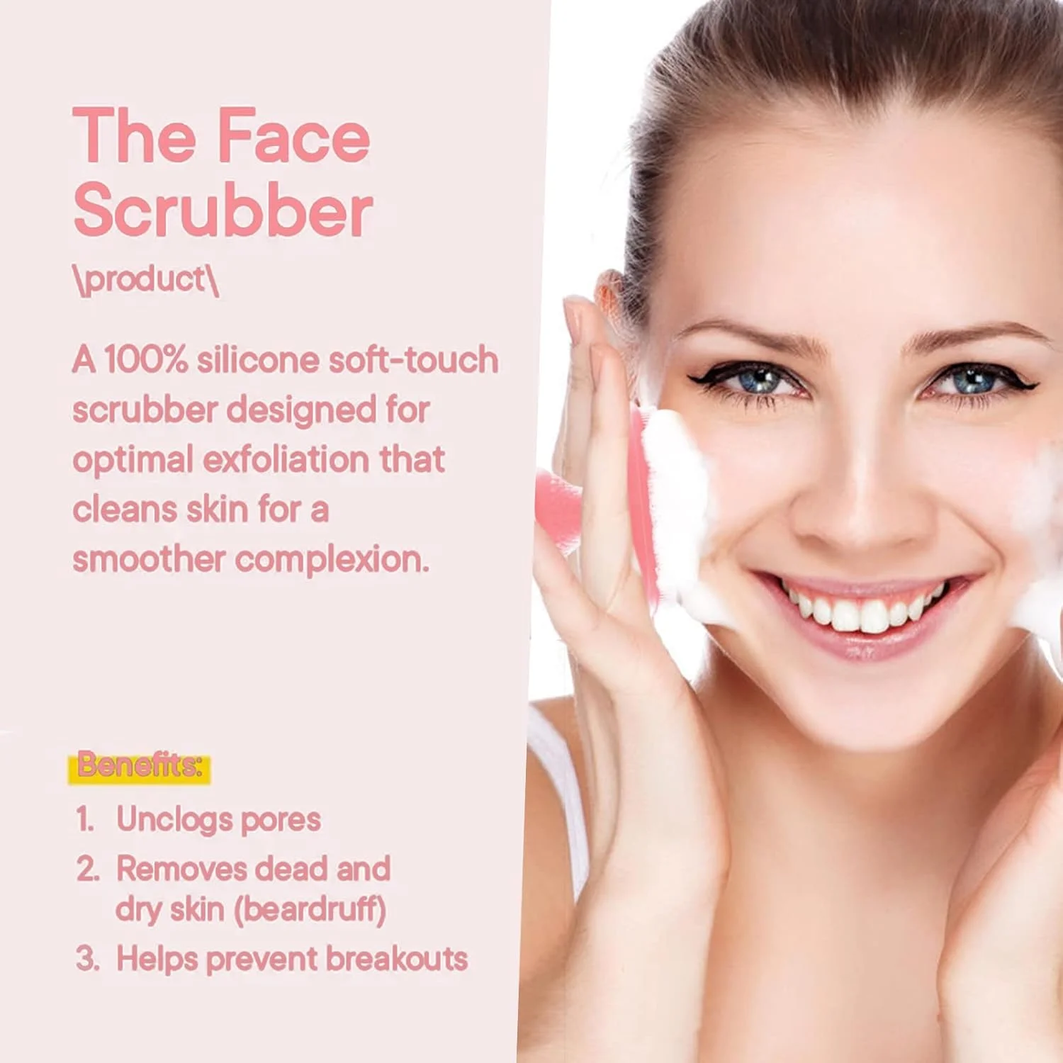 برس پاک کننده صورت VWMYQ سیلیکونی، برس پاک کننده دستی و ضد آب صورت، برس های مراقبت از پوست صورت برای پاکسازی و لایه برداری (صورتی)