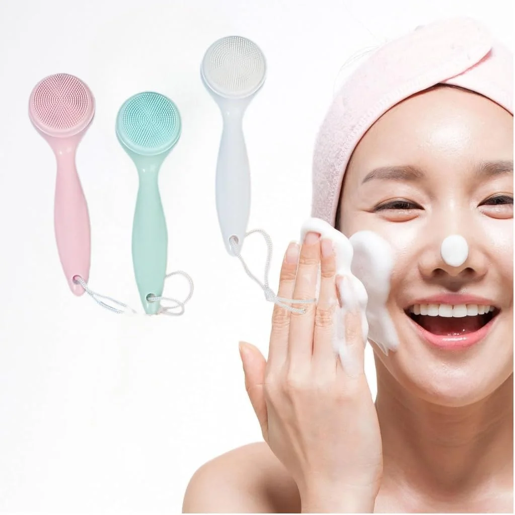 برس پاک کننده دستی صورت سیلیکونی 3 عددی، برس لایه بردار و اسکرابر صورت ضد آب با موهای نرم و سازگار با پوست