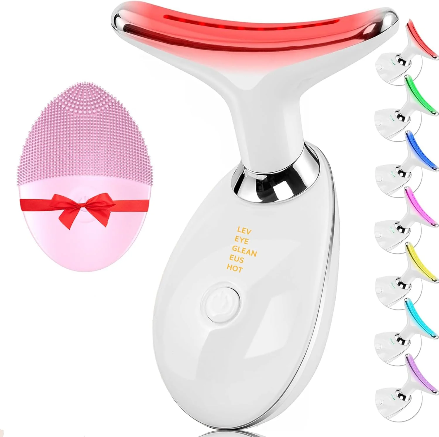 ماساژور صورت و گردن، ماساژور صورت و گردن مبتنی بر نور 7 رنگ، ابزارهای مراقبت از پوست چند منظوره صورت، دستگاه رفع چین و چروک صورت و گردن به همراه یک دستگاه پاک کننده صورت برقی