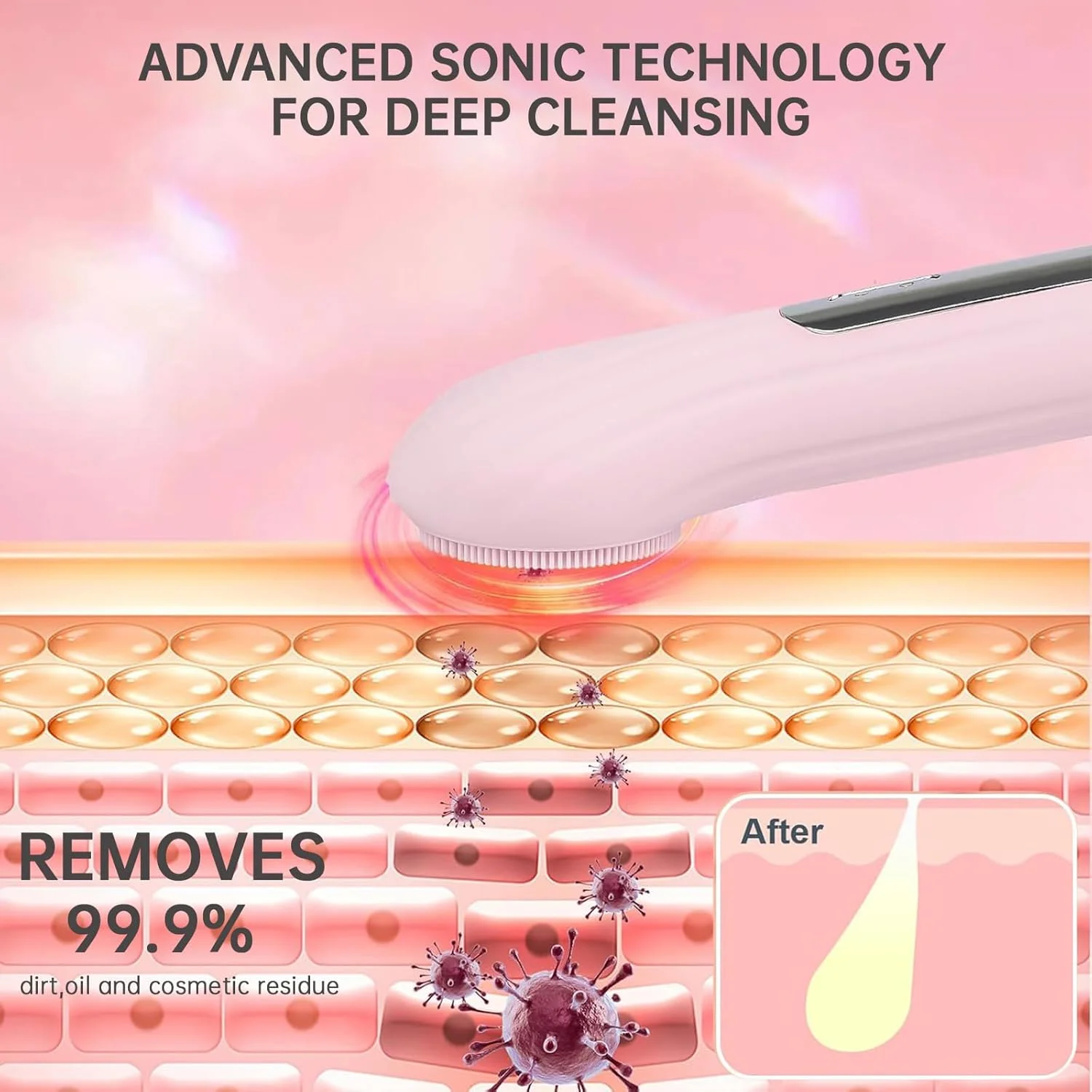 برس پاک کننده صورت برقی - اسکرابر صورت سیلیکونی قابل شارژ، برس پاک کننده منافذ صورت با 5 حالت برای پاکسازی عمیق، لایه برداری و ماساژ (صورتی)