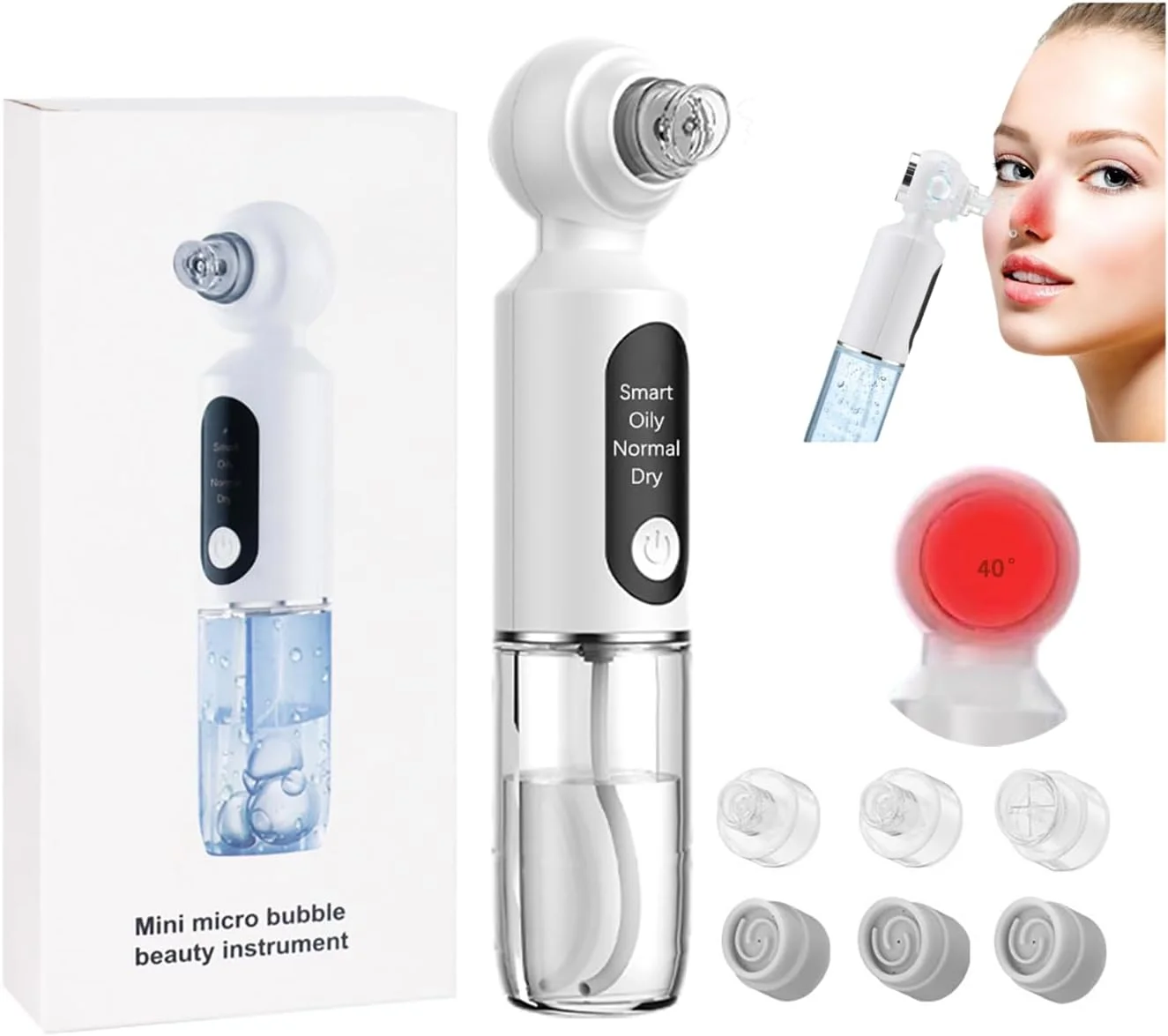 دستگاه آبرسان و اکسیژن رسان، پاک کننده جوش سرسیاه، ابزار برقی مکش جوش سر سیاه با کمپرس گرم، 4 حالت تنظیم پاک کننده جوش سرسیاه برای آقایان و بانوان، پاک کننده منافذ USB با 6 سری مکش