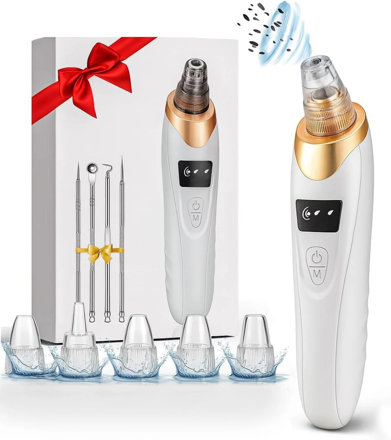 دستگاه مکش پاک کننده جوش سرسیاه برقی آداک مدل 2025 – 5 سطح مکش قابل تنظیم + سری، پاک کننده منافذ صورت قابل شارژ USB، دستگاه مراقبت از پوست برای بزرگسالان (4 ابزار اضافی)