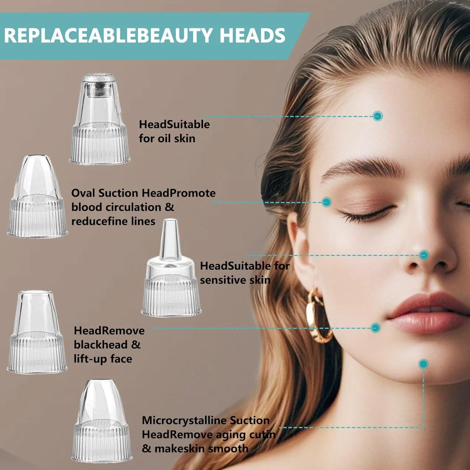 دستگاه مکش پاک کننده جوش سرسیاه برقی آداک مدل 2025 – 5 سطح مکش قابل تنظیم + سری، پاک کننده منافذ صورت قابل شارژ USB، دستگاه مراقبت از پوست برای بزرگسالان (4 ابزار اضافی)