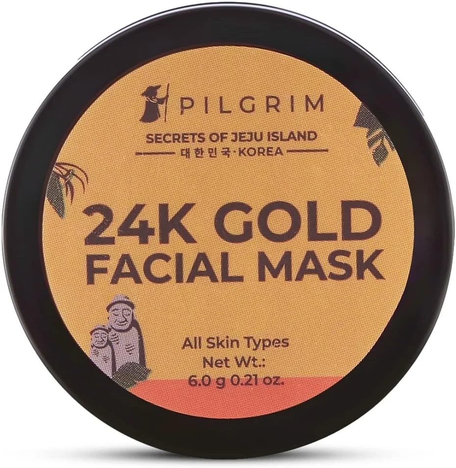 ماسک صورت طلای 24 عیار پیلگریم (مینی) برای پوست درخشان | ماسک صورت طلای 24 عیار برای پوست درخشان، آبرسانی پوست، افزایش کلاژن و احیای درخشندگی پوست | برای انواع پوست | برای آقایان و خانم ها | 6 گرم